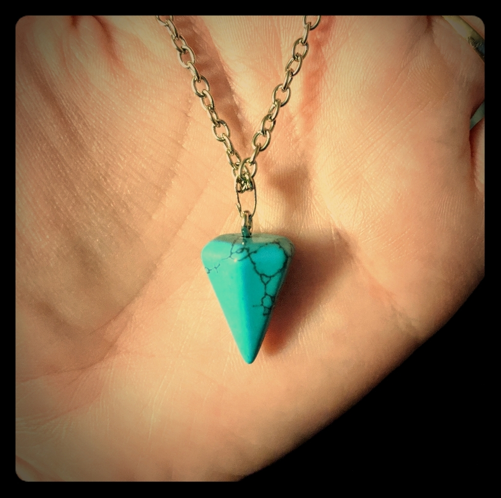 Turquoise pendulum necklace, healing stone boho
